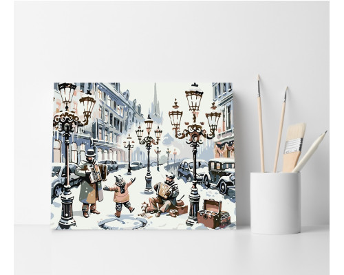 Set pictură pe numere 40*50 "Iarna în oraș" 4622