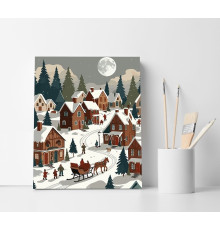 Set pictură pe numere 40*50 "Iarna în suburbii" 6134