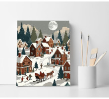 Set pictură pe numere 40*50 "Iarna în suburbii" 6134