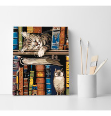 Набор для рисования по номерам 40*50 "Кот-книголюб" 4541