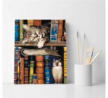 Набор для рисования по номерам 40*50 "Кот-книголюб" 4541