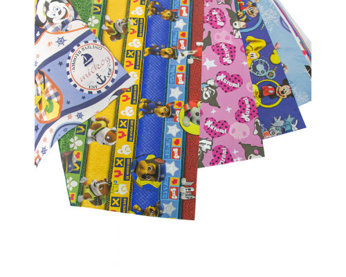 Set hartie de ambalat cadouri "Copii" asorti 20buc. 80g, 75x51cm