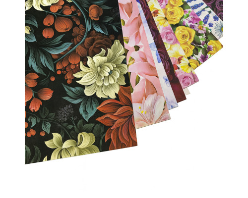Set hartie de ambalat cadouri "Flori" asorti 20buc. 80g, 75x51cm