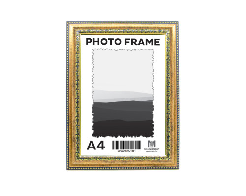 Фоторамка A4 античное золото с орнаментом 38мм F3803-G CM*4381