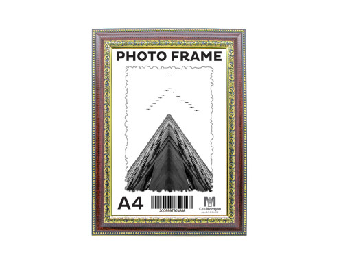 Фоторамка A4 махагон с золотым орнаментом 38мм F3803-H CM*4398