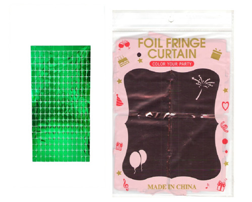 Блестящий дождь для стены фотозоны, прямоугольники, зеленый (10)