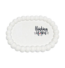 Figurina din gips, suport oval cu margele cu inscripții,11*16*1.5cm. CM*