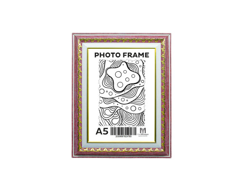 Фоторамка A5 (15*20) c ножкой-подставкой Сливовый иней с орнаментом 40мм F4014-516 CM*4793