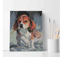 Set pictură pe numere 40*50 "Cățelușul cu laleaua" 3426