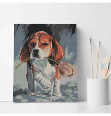 Set pictură pe numere 30*40 "Cățelușul cu laleaua" ECO(fara cutie) 3426