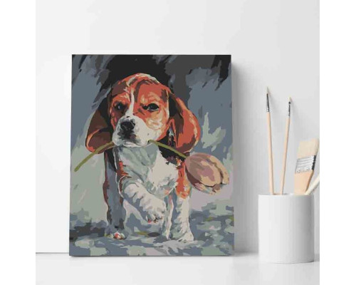 Set pictură pe numere 30*40 "Cățelușul cu laleaua" 3426