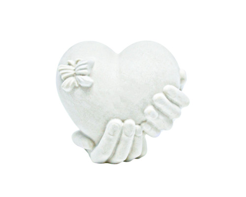Figurina ipsos pictat Inima in palme, 8.5x8x4cmCM*