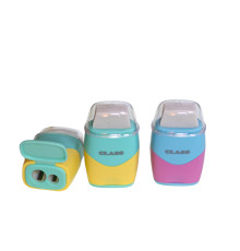 Ascuțitoare cu container, 2 găuri (8/11 mm) + radieră, asorti, 4800C CLASS (16/96/384)