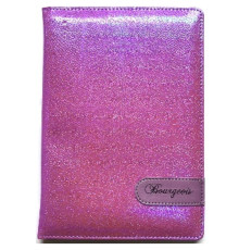 Блокнот А5 80л. клетка, эко-кожа, фуксия металик, 9221 (1/40)