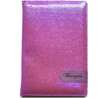 Блокнот А5 80л. клетка, эко-кожа, фуксия металик, 9221 (1/40)