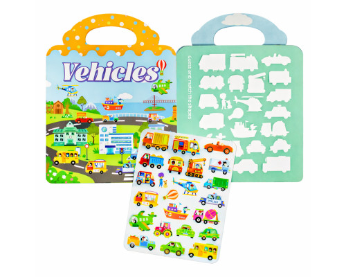 Развивающая игра c многоразовыми силиконовыми стикерами «Vehicles» (10)