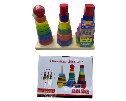 Joc educativ din lemn Piramida Curcubeu cu 3 Coloane S63-2 (16)