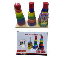 Joc educativ din lemn Piramida Curcubeu cu 3 Coloane S63-2 (16)