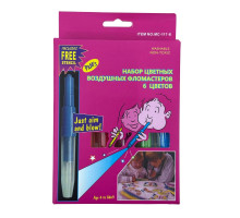 Набор воздушных фломастеров 6 цветов + трафарет MC-117-6 (216)