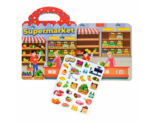 Joc Educativ cu stikere din silicon, reutilizabile «Supermarket» (10)