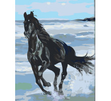 Набор для рисования по номерам 60*80 "Черная лошадь" 4561