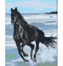 Набор для рисования по номерам 60*80 "Черная лошадь" 4561