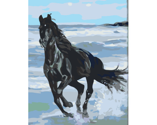 Набор для рисования по номерам 60*80 "Черная лошадь" 4561