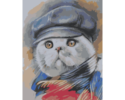Набор для рисования по номерам 60*80 "Кот в кепке" 1080