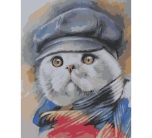 Набор для рисования по номерам 60*80 "Кот в кепке" 1080