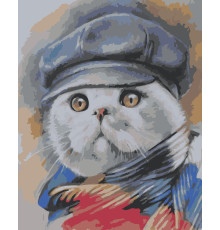 Набор для рисования по номерам 60*80 "Кот в кепке" 1080