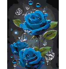 Набор для рисования по номерам 60*80 "Три синие розы" 4689