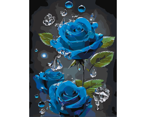 Набор для рисования по номерам 60*80 "Три синие розы" 4689
