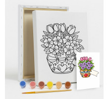 Set de pictat pe pânză pentru copii 20x25 "Вuchet pentru mama" +6vopsee +pensula 7051