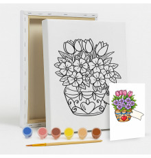 Set de pictat pe pânză pentru copii 20x25 "Вuchet pentru mama" +6vopsee +pensula 7051