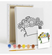 Set de pictat pe pânză pentru copii 20x25 "Flori pentru mama" +6vopsee +pensula 7052