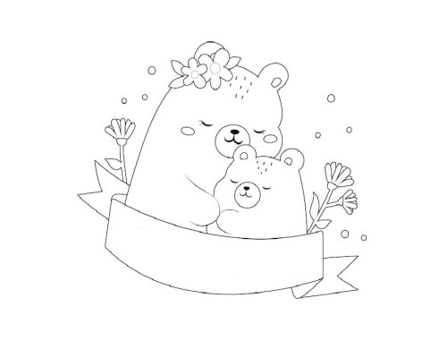 Набор детский для рисования на холсте 20*25 "Медвежонок с мамой" +6красок +кисточка 7055