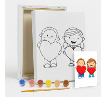 Set de pictat pe pânză pentru copii 20x25 "Inimi pentru mama" +6vopsee +pensula 7056