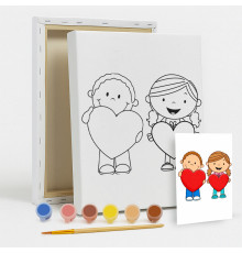 Set de pictat pe pânză pentru copii 20x25 "Inimi pentru mama" +6vopsee +pensula 7056