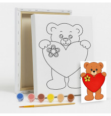 Набор детский для рисования на холсте 20*25 "Большое серце" +6красок +кисточка 7057