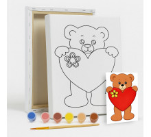 Set de pictat pe pânză pentru copii 20x25 "Inima mare" +6vopsee +pensula 7057