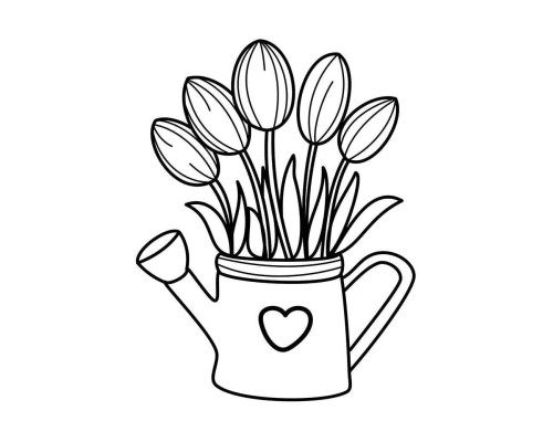 Набор детский для рисования на холсте 20*25 "Тюльпаны" +6красок +кисточка 7058