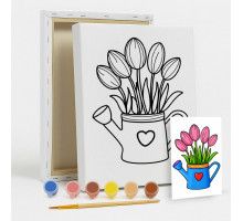 Set de pictat pe pânză pentru copii 20x25 "Lalele" +6vopsee +pensula 7058