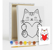 Set de pictat pe pânză pentru copii 20x25 "Felicitări pufoase!" +6vopsee +pensula 7059