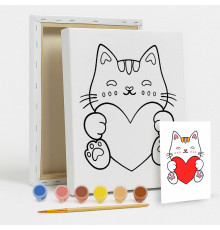 Set de pictat pe pânză pentru copii 20x25 "Felicitări pufoase!" +6vopsee +pensula 7059