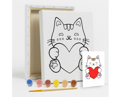 Set de pictat pe pânză pentru copii 20x25 "Felicitări pufoase!" +6vopsee +pensula 7059