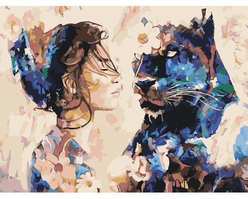 Набор для рисования по номерам 60*80 "Наедине с пумой" 1008