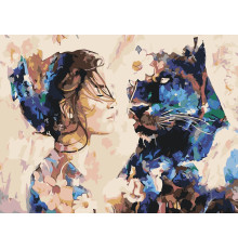 Set pictură pe numere 60*80 "Singurа cu puma" 1008
