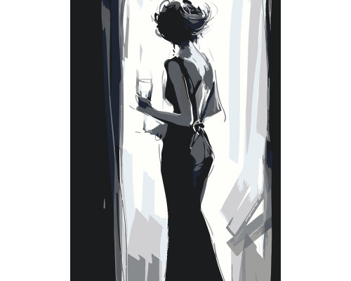 Набор для рисования по номерам 60*80 "Силуэт у окна" 1220