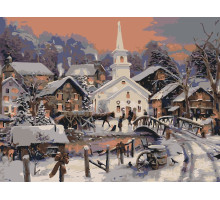 Набор для рисования по номерам 60*80 "Зимняя деревня" 1238