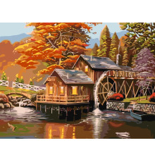 Набор для рисования по номерам 60*80 "Осенняя мельница" 3765